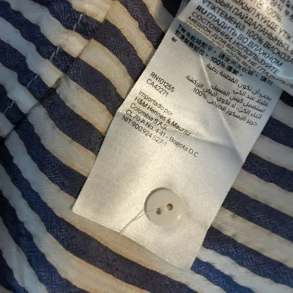 H&M Blue/White Blouse - Sz 2 - Picture 8 of 8